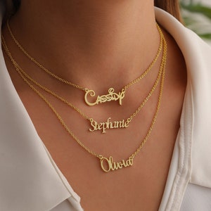 14k Solid gold name necklace Personalized Name necklace Gold name necklace Personalized jewelry Personalized Gift Christmas gift her -  LMJ1