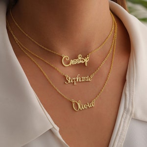 Christmas Gift Personalized Thick Name Necklaces Gift for Her Gold Name Necklace Jewelry Custom Handmade Necklaces Birthday Gift  - LMJ1