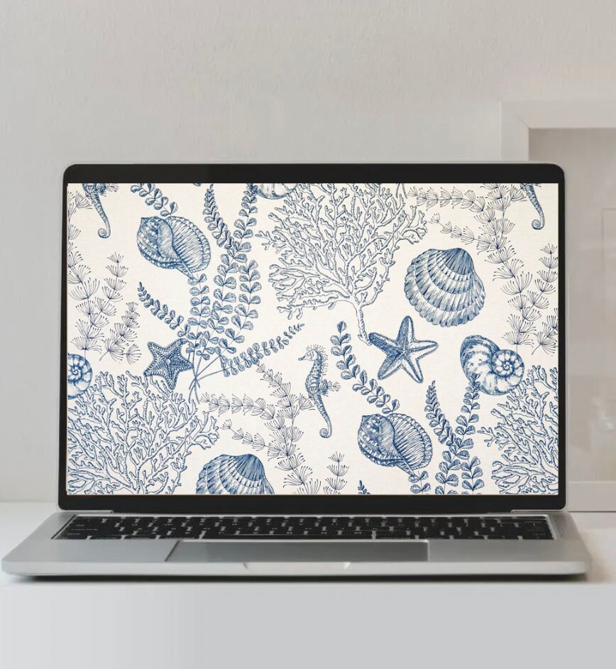 Cute Aesthetic Beachy Desktop Wallpaper for Displays L Macs L Etsy