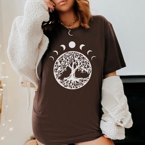 Tree Of Life Aesthetic T-Shirt, Moon Phases Shirt Gift, Spiritual Gifts, Mystical Moon Witchy Tee, Hippie Festival Clothing