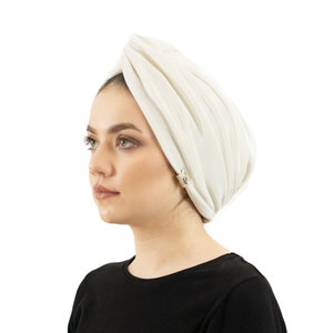 Handmade Turban Headwrap For Women, Crossover Headband, Chemo Scarf, Gift for Her, Alopecia Head Scarf, Pre-tied Headwrap, White
