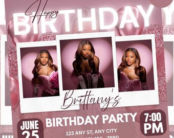 Pink and Brown Baddie Geburtstags-Bash-Flyer, bearbeitbar auf Canva, Partyeinladung, Bday-Mädchen lädt ein, Event-Flyer, Lounge, Club-Geburtstag