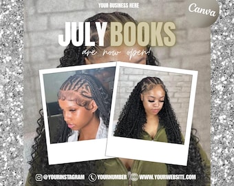 Juli Buchen Flyer, Juli Buchen, Juli Buchen, 4th Of Juli Flyer, Unabhängigkeitstag MUA Nails Lash Braids Hair Flyer, Canva