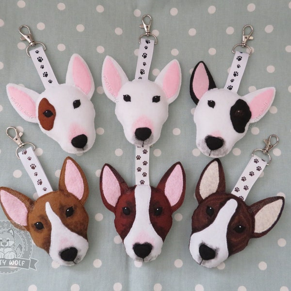 Handmade Felt English Bull Terrier Keyrings