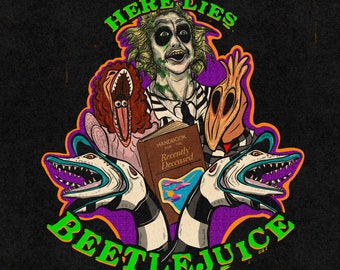 TRYCK - Här ligger Beetlejuice, Halloweenkonst