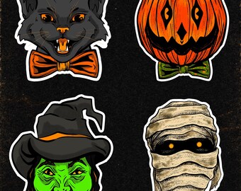 KLISTERMÄRKESPAKET - Halloween-ansikten, kusliga klistermärken