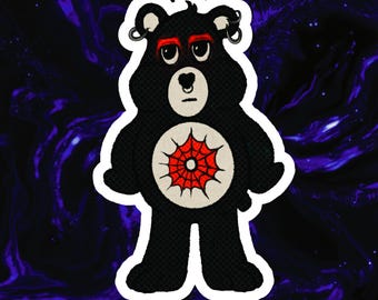 KLISTERMÄRKE - Goth Care Bear, Tecknad, Nostalgisk, Halloween