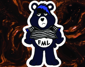 STICKER- Emo Care Bear, Cartoon, Nostalgic