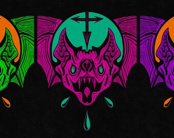 MINI-TRYCK - Vampyrfladdermus-triptyk