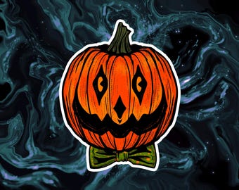 Halloween-klistermärke med pumpalykta och jack o'lantern