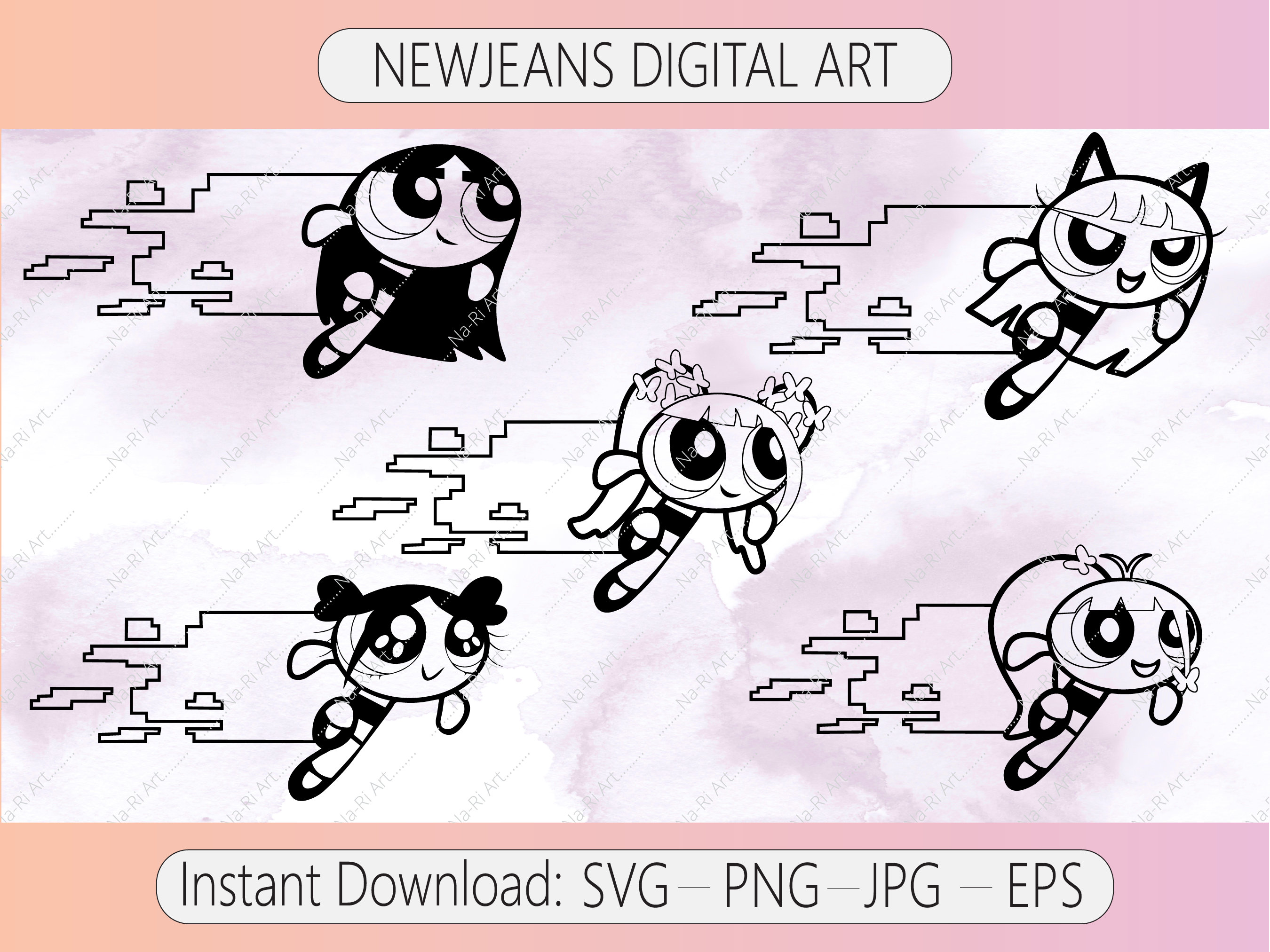 Newjeans Powerpuff Girls Album SVG PNG JPG Eps Sticker Logo and Decal