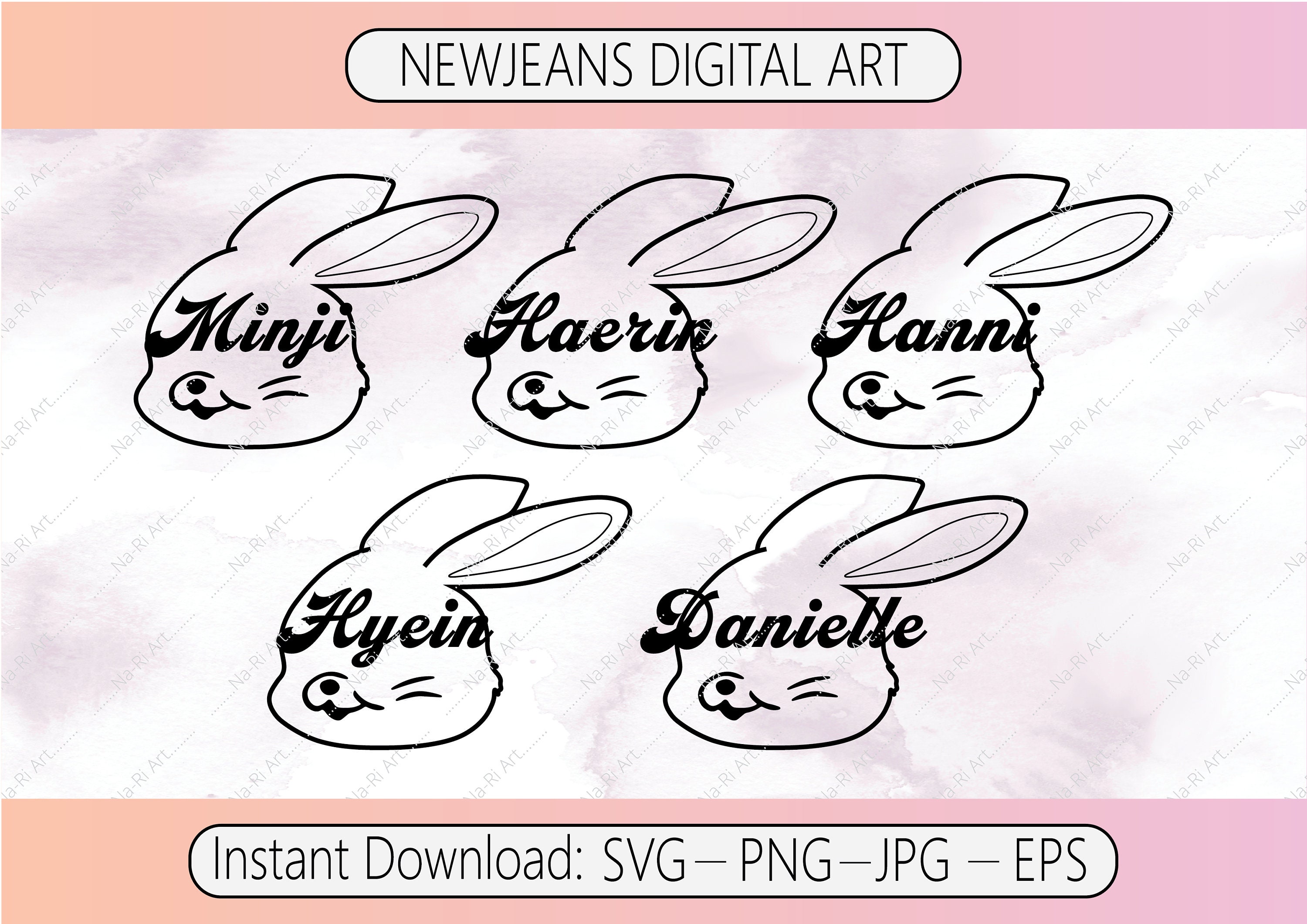 New Jeans Members BUNNY Names SVG Cut Files for Cricut, Silhouette,  Clipart, Bunnies, Silhouette, Logos, Vinyl, Tshirt Prints, Stickers 