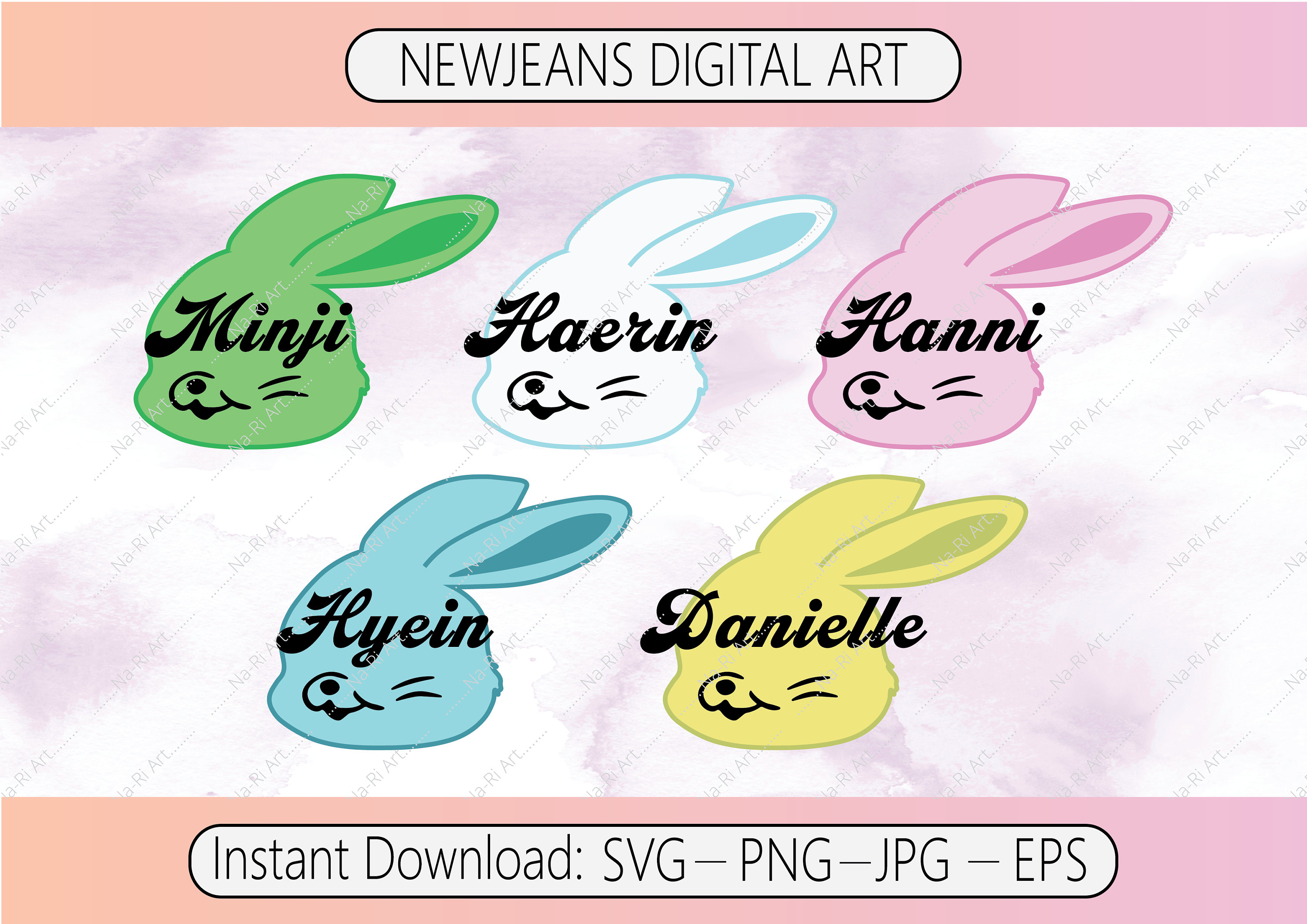 Newjeans Members Bunny SVG PNG JPG Eps Newjeans Sticker Logo - Etsy UK