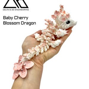 ベビーチェリーブロッサムドラゴン - 吉野 - フィジェットドラゴン - 関節式ドラゴン - 3Dプリントドラゴン