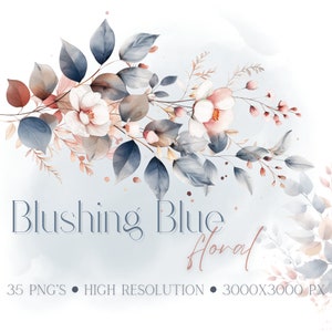 Clipart floral azul PNG Clipart floral de acuarela azul Invitaciones de boda Clipart PNG rosa y azul Flores elegantes Arreglo floral de acuarela