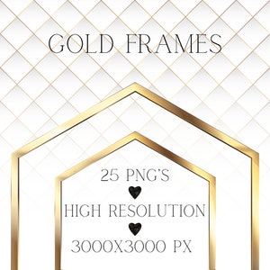 Gold Frames PNG Golden Frames Card Design Gold Transparent Frames Square Gold Frames Geometrical Gold Frames Download Scrapbooking Clipart