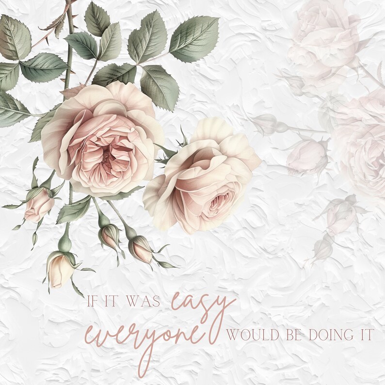 Vintage French Rose Clipart: Zestaw retro kwiatowy PNG (pobieranie cyfrowe) zdjęcie 5