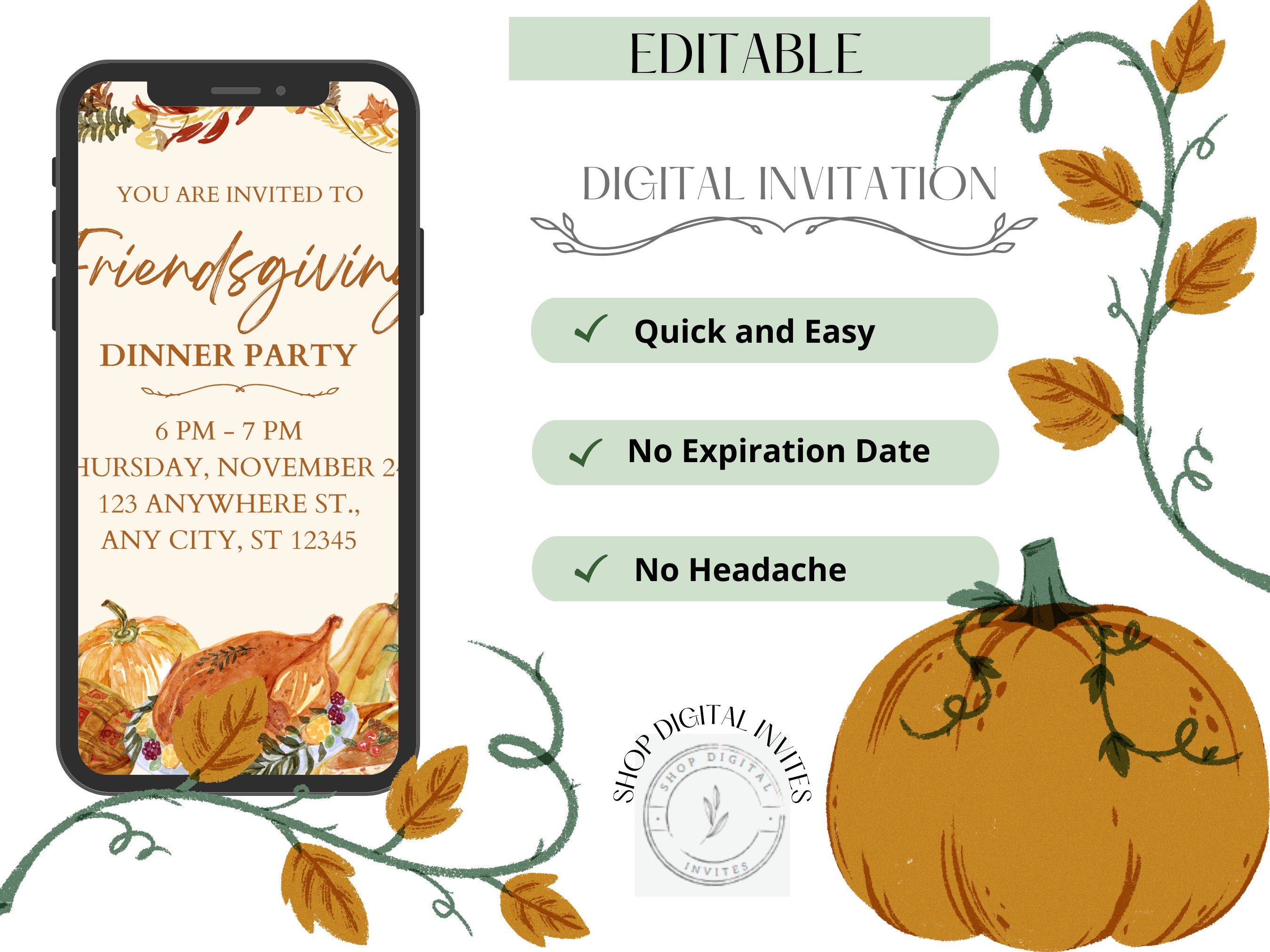 Editable Friendsgiving Invitation Template - Printable ...