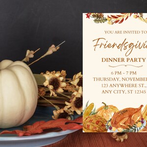 Editable Friendsgiving Invitation Template - Printable - ShopDigitalInvites