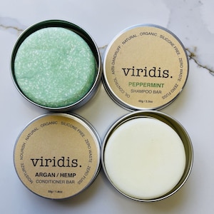 All Natural Shampoo and Conditioner Bar Set w/ travel tin