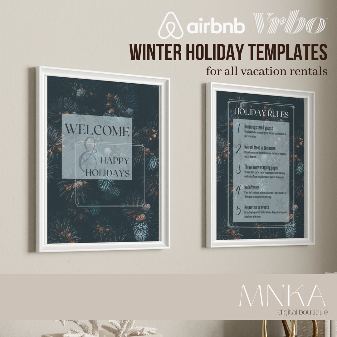 Airbnb Christmas Template Bundle Winter Holiday House Rules