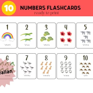 Hawaiian Educational Printable, Hawaiian Numbers, &#39;Ōlelo Hawai&#39;i, Printable Flash Cards, Hawaii Kids, Montessori, Instant Download