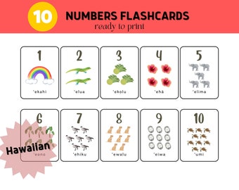 Éducatifs hawaïens imprimables, numéros hawaïens, « Ōlelo Hawai'i, cartes flash imprimables, Hawaii Kids, Montessori, téléchargement immédiat