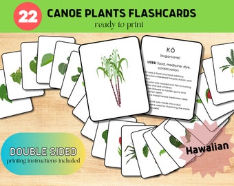 Canoe Plants of Hawaii Flash Cards, Digital Print, &#39;Ōlelo Hawai&#39;i, Hawaiian Educational Printable