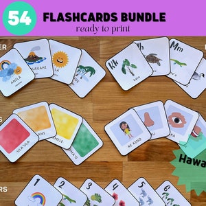 Hawaiian Educational Printable Flash Cards: Hawaiian Alphabet, Numbers, Body Parts, Colors Bundle, &#39;Ōlelo Hawai&#39;i, Instant Download
