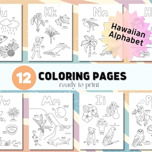 Hawaiian Alphabet Coloring Pages, ka pī&#39;āpā, Digital Download, Educational Printable
