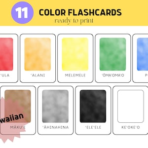 Hawaiian Educational Printable, Colors in Hawaiian, &#39;Ōlelo Hawai&#39;i, Printable Flash Cards, Hawaii Kids, Montessori, Instant Download