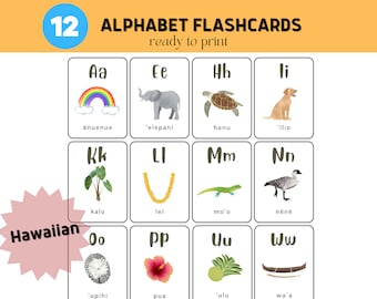 Éducatif hawaïen imprimable, alphabet hawaïen, « Ōlelo Hawai'i, cartes flash imprimables, Hawaii Kids, Montessori, téléchargement immédiat