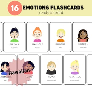 Pehea ʻoe ? | Comment allez-vous ? Cartes mémoire hawaïennes sur les émotions et les sentiments – Éducatifs ʻŌlelo Hawai'i à imprimer pour les enfants