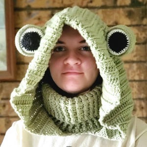 Frog Crochet Turtleneck Hoodie - one size fits most