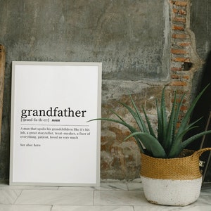 Großvater Definition, digitaler Download Druck, Geschenke für Opa, druckbare Wandkunst, Definition von Opa, Geschenk für Mann