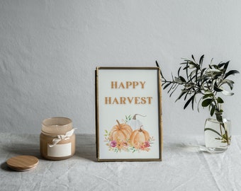 Happy Harvest Digital Download, Autumn Printable, Thanksgiving Wall Printables, Digital Wall Art, Thanksgiving Art, Pumpkin Printable Art
