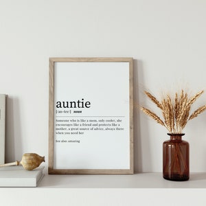 Auntie Definition, Mother&#39;s Day, Gifts for Mom, Wall Art, Mother&#39;s Day Printable, Definition of Auntie Gifts for Sister, Digital Wall Art