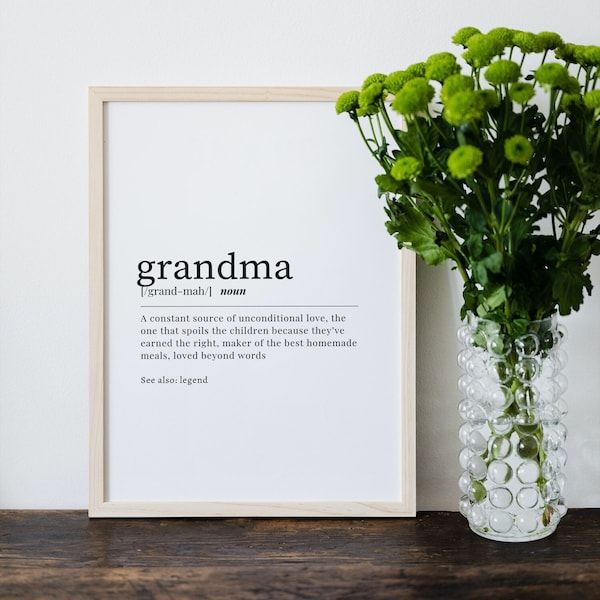 Grandma Definition, Mother's Day, Gifts for Grandma, Wall Art, Mother's Day Printable, Definition of Grandma, Gifts for Wife, Digital Art