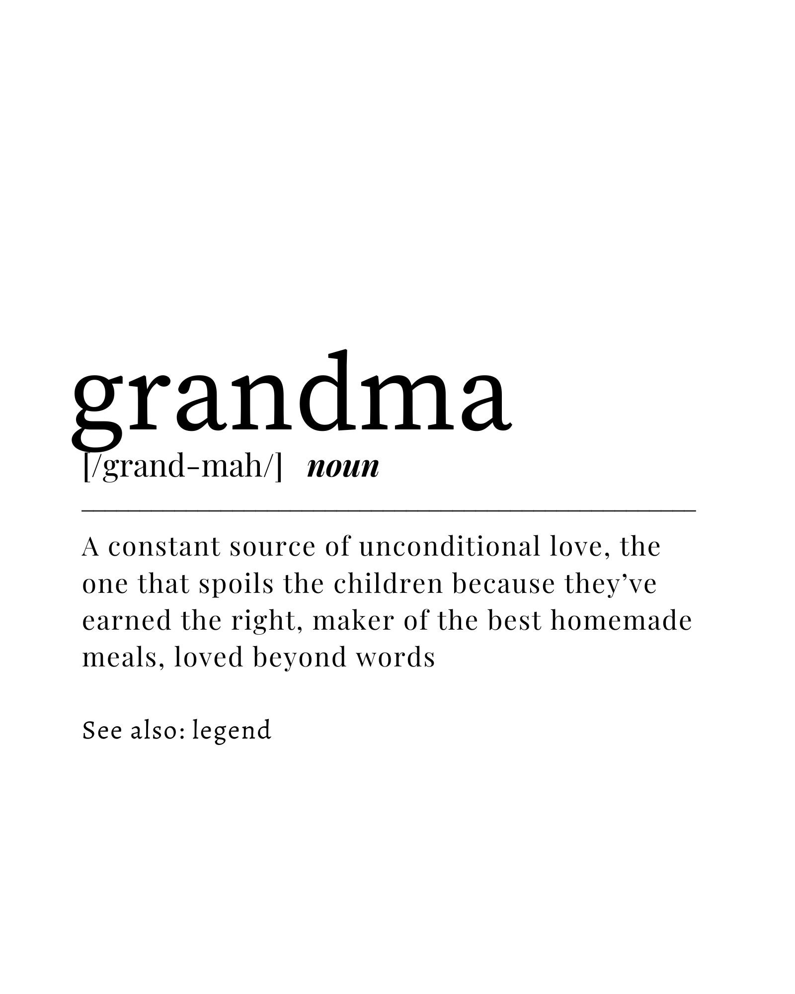 Grandma Definition, Mother's Day, Gifts for Grandma, Wall Art, Mother's