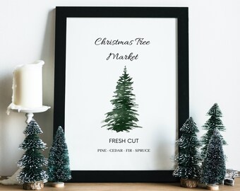 Christmas Tree Digital Download, Christmas Gallery Wall, Xmas Printable, Christmas Wall Printable, Wall Digital Art, Printable Art