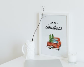 Christmas Truck Download, Christmas Gallery Wall, Xmas Printable, Christmas Wall Printable, Wall Digital Art, Printable Art, Holidays