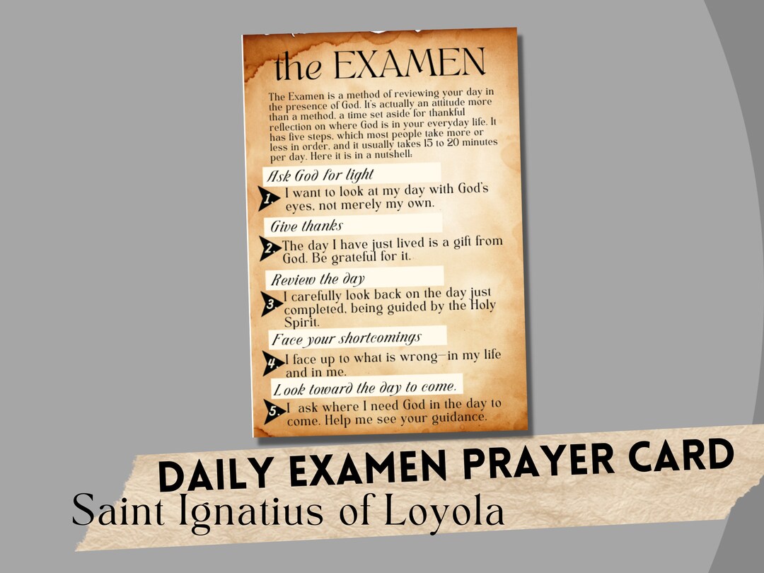 Examen Prayer Card Examen Prayer Card Printable Examen Etsy