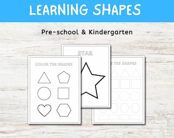 Homeschool Worksheets, Preschool and Kindergarten Printable Worksheet, Learning Shapes Worksheet, Toddler Learning, Digital Workbook