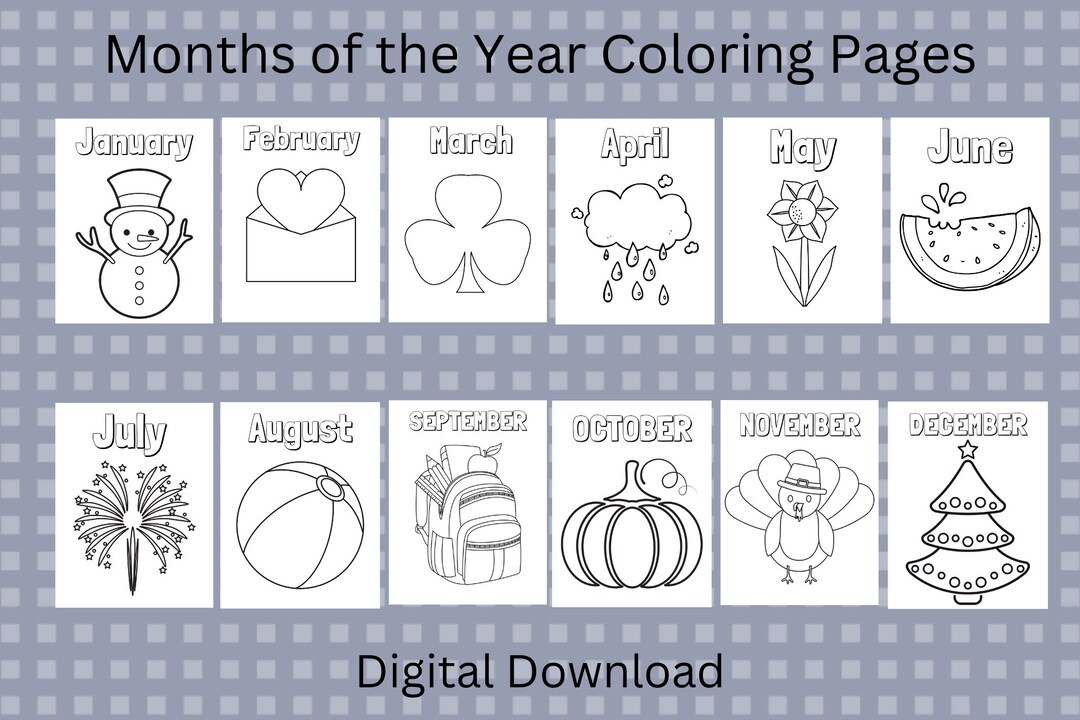 Buy Months of the Year Printable Coloring Pages Online in India - Etsy