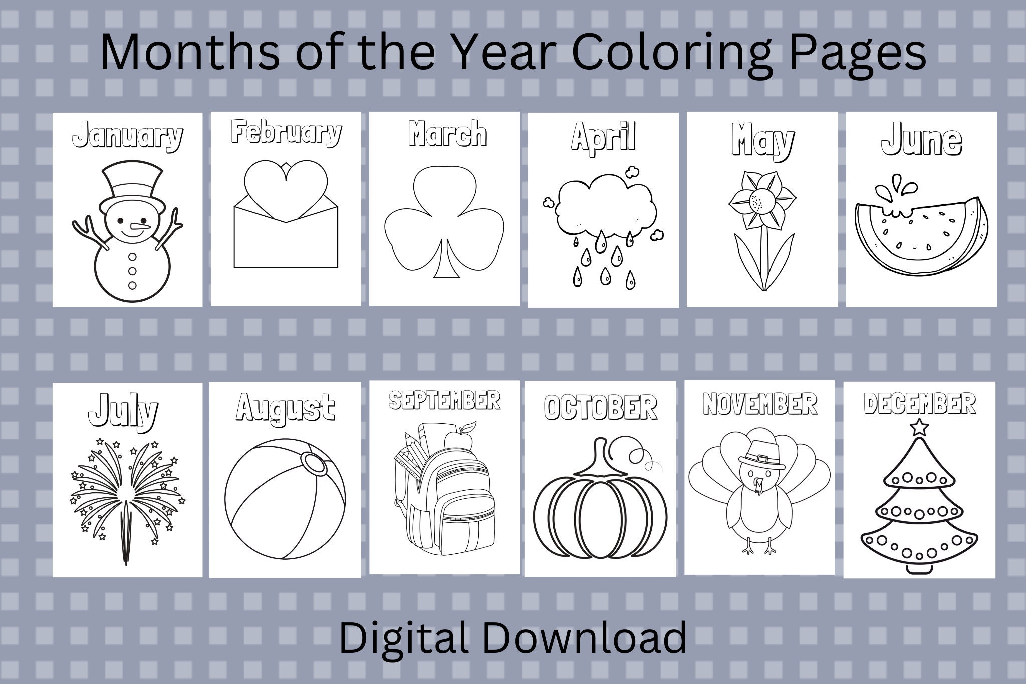 Months Of The Year Printable Coloring Pages Etsy