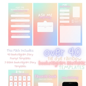 Bookstagram Story Template | Instagram Story Templates | Tie Dye Rainbow Templates | Book Reader Aesthetic | Instagram Aesthetic | Guide