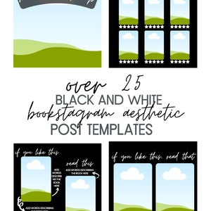 Bookstagram Post Templates | Instagram Post Templates | Editable Neutral Black & White | Instagram Posts | Instagram Aesthetic | Book Lovers
