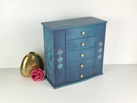 Blue jewelry best sale armoire