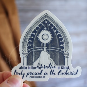 Adoration of Christ Sticker (catholic imagery of Eucharist, Benedict XVI quote)