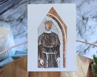 St. Francis of Assisi Greeting Card, Holy Card, and Art Print (A6 cards, 5x7inch reproduction, holy card/bookmark)